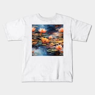 Monet Style Water Lilies 17 Kids T-Shirt